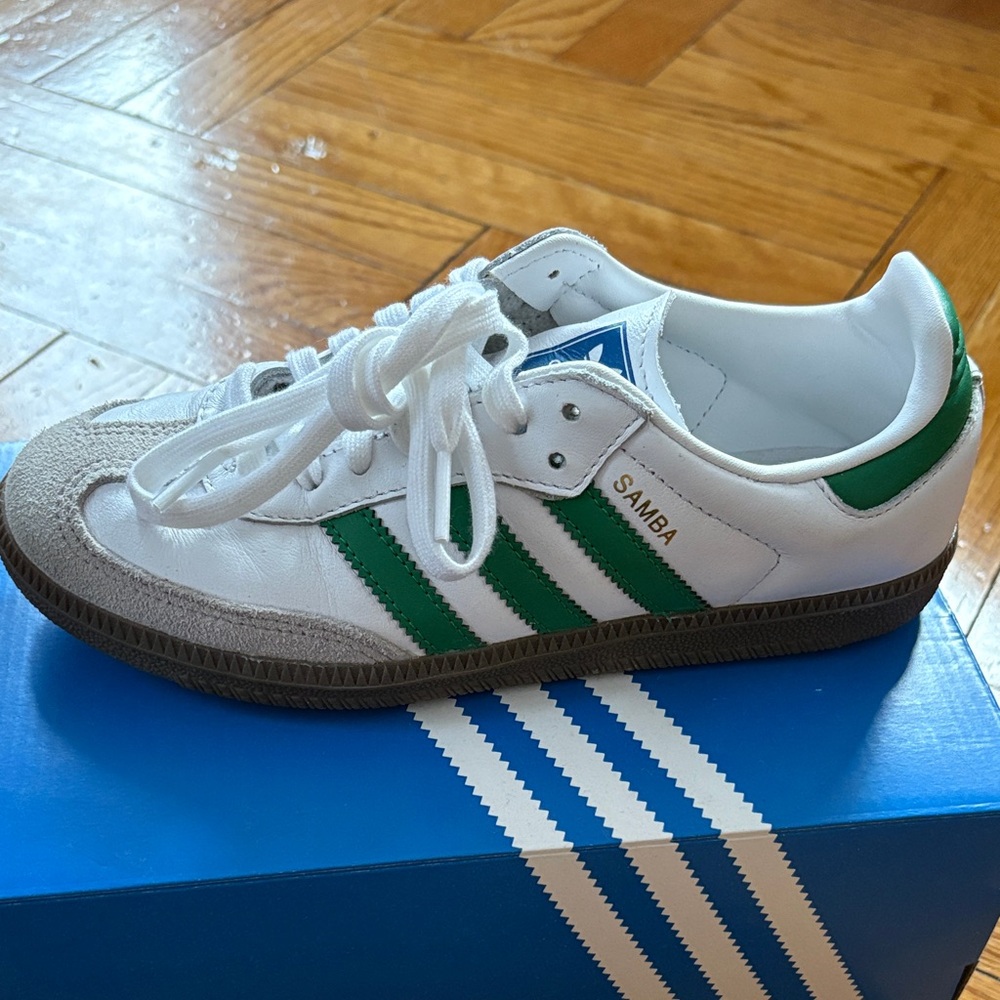 Adidas Samba Sneakers - White, Green, and Gray